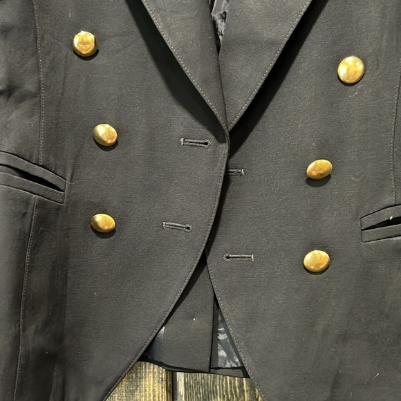 ESCADA by Margaretha Ley Blazer 34 Vintage Double New Wool Gold Buttons Black - Picture 9 of 12